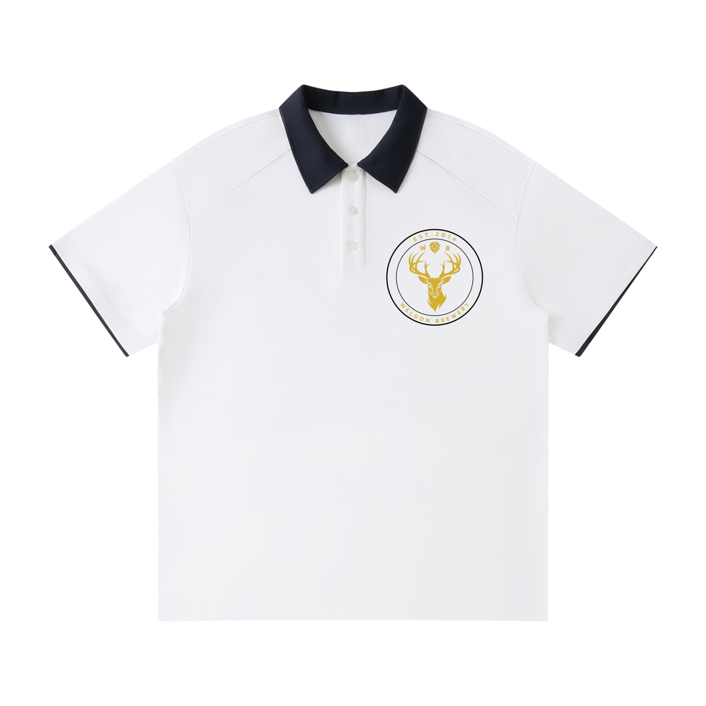 Contrast Collar Raglan Polo Shirt Front Only
