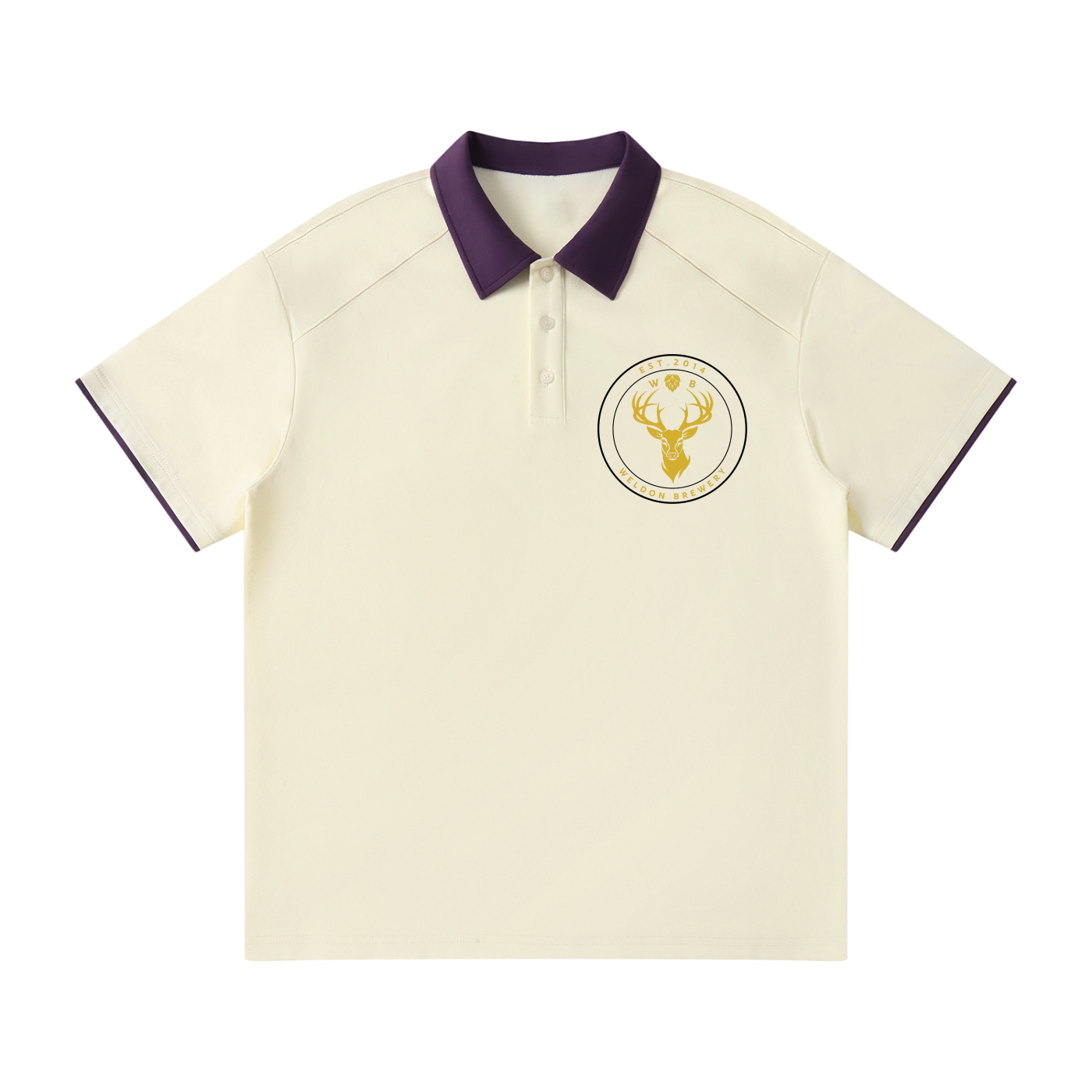Contrast Collar Raglan Polo Shirt Front Only