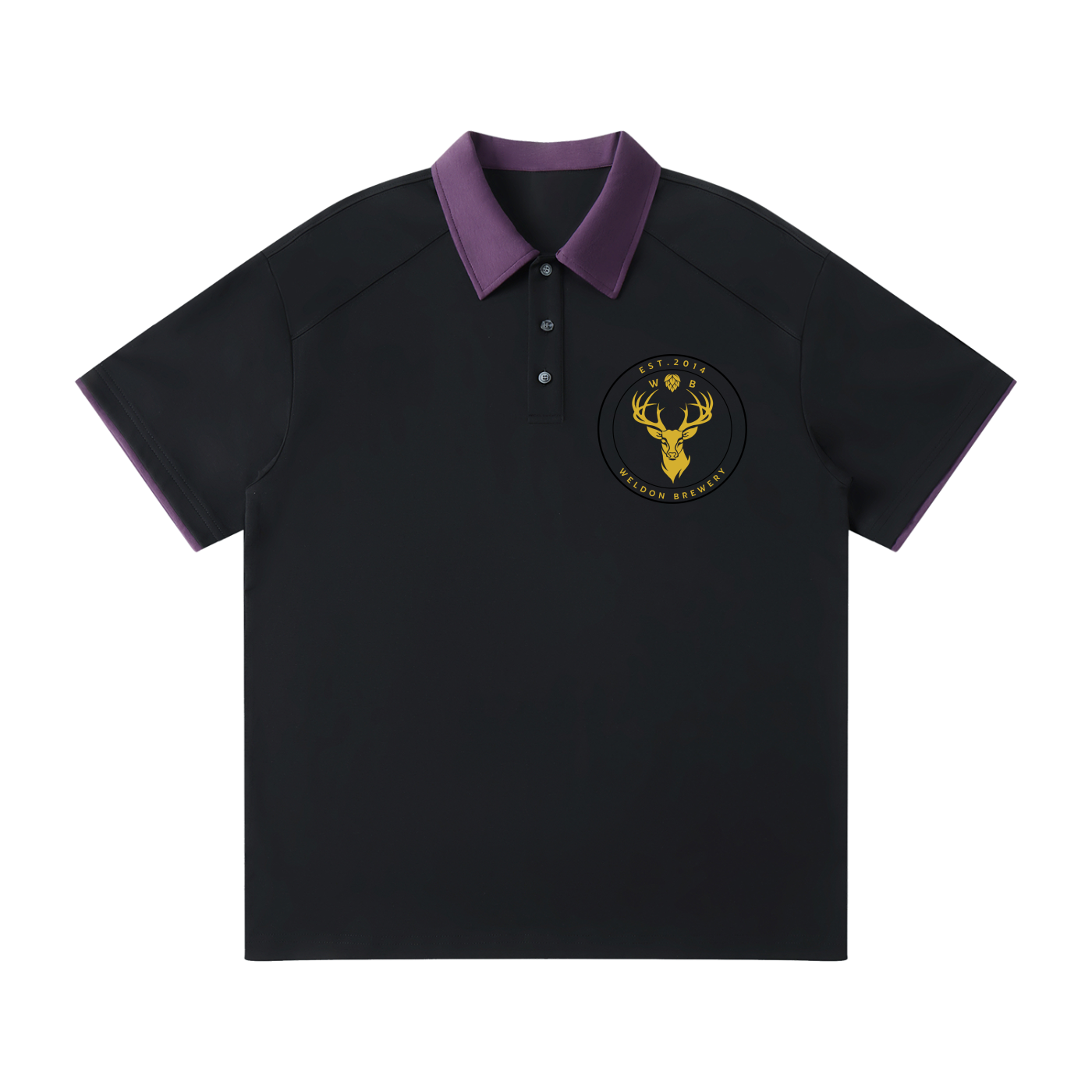 Contrast Collar Raglan Polo Shirt Front Only